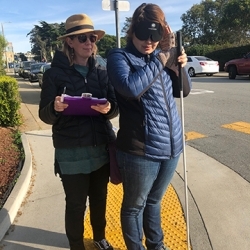 Students crossing a street